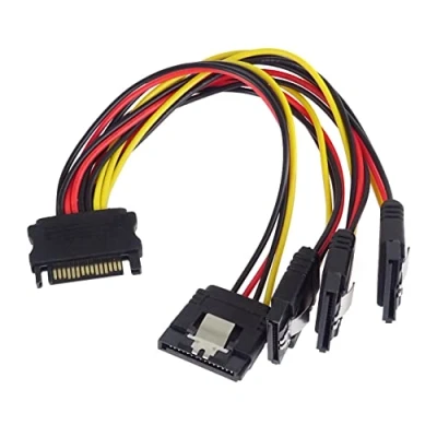 Abbildung von PremiumCord Power Splitter SATA auf Festplatte, Netzteil 4x für Festplatten, SSD, CD / DVD Rekorder