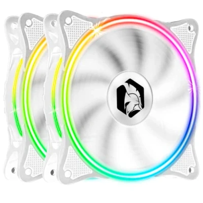 Abbildung von EMPIRE GAMING PC Gehäuselüfter Gamer 2x120MM Hoher Luftstrom RGB adressierbar LED PWM 3Pins 5Volt Dual Loop Leise Kühlung 12CM Weiß