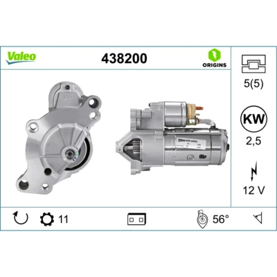 Abbildung von VALEO 438200 Anlasser 12 2,5 11 NEW ORIGINAL PART PEUGEOT: 5008 I, 308 I CC, 407 Saloon, CITROËN: C4 Grand Picasso, Dispatch II MPV, C8