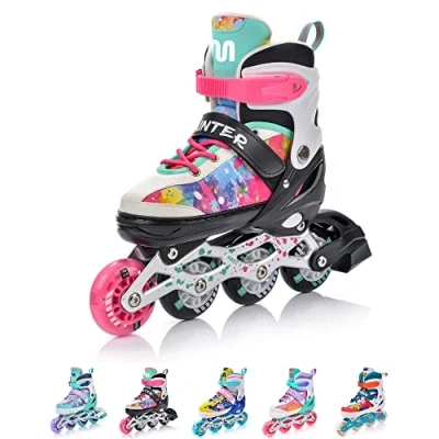 Abbildung von meteor® Inlineskates 4in1 Kinder Inliner Rollschuhe Roller Blades Quad Skates Carbon Verstellbar Schuh Big Wheels