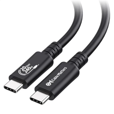 Abbildung von Cable Matters [USB IF zertfiziert] Langes 20 GBit/s USB 4 Kabel 2 m, mit 8K Video, Laden 240 W, kompatibel Thunderbolt 4/Thunderbolt 3, für iPhone 15 Pro Max, MacBook, XPS, Surface