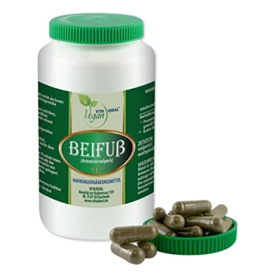 Abbildung von VITA IDEAL Vegan® BEIFUß Kraut 360 KAPSELN Artimisia vulgaris Tagesportion 600mg Beifußkraut reines Pulver. Natürlich, pflanzlich und ohne Zusatzstoffe.