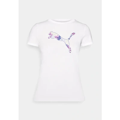 Abbildung von Puma Graphics Floral CAT LOGO TEE Tshirt print, Damen, Größe: Medium, White