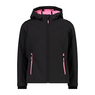 Abbildung von CMP Jungen Softshelljacke Für Kinder Mit Fester Kapuze, Anthrazit Pink Fluo, 98 EU