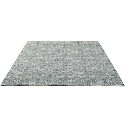 Abbildung von THEKO Wollteppich "Molde - 14005" rechteckig 5 mm Höhe Handweb Teppich, reine Wolle, handgewebt, Scandi Design, Rauten Muster