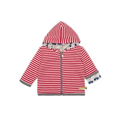 Abbildung von loud + proud Unisex Kinder Ringel, Gots Zertifiziert Wendejacke, Tomato, 110 116 EU