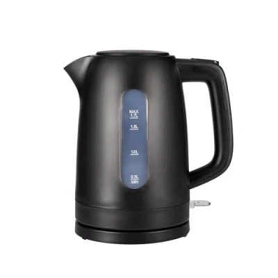 Abbildung von Amazon Basics Wasserkocher 1,7L, 2200 W, BPA frei mit 360 Basis, Automatische Abschaltung und Herausnehmbarem Kalkfilter, Mattschwarz