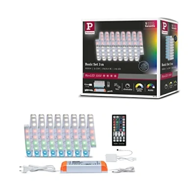 Abbildung von Paulmann 70529 MaxLED 1000 LED Strip RGBW Basisset IP44 33W 1000lm/m dimmbar 3m Silber Kunststoff 72LEDs/m 75VA