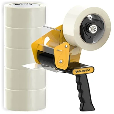 Abbildung von BLOSTM Abroller Paketband &amp; 6 Rollen Klebeband Klar 48mm X 66mm, Paketklebeband Für Den Umzug, Versiegeln Von Paketboxen Usw.