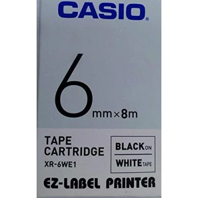 Abbildung von CASIO EZ Label Printer XR 6WE1 Schriftband selbsthaftend 6 mm x 8,0 m schwarz auf weiß