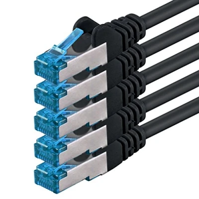 Abbildung von 1aTTack.de 1m CAT6a Netzwerkkabel schwarz 5 Stück CAT 6 A Patchkabel 10000 Mbit s SFTP PIMF 500 MHz kompatibel zu CAT5 CAT6 CAT7 DSL Internet Switch Router
