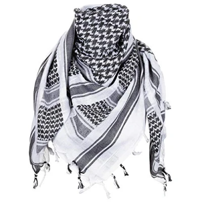 Abbildung von MFH PLO Halstuch mit Fransen Shemagh (Schwarz/Weiß/115x110 cm)