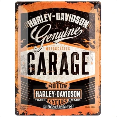 Abbildung von Nostalgic Art Retro Blechschild, 30 x 40 cm, Harley Davidson Garage Geschenk Idee für Biker, aus Metall, Vintage Design