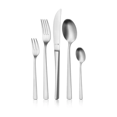 Abbildung von WMF Corvo Besteck Set 6 Personen, 30 teilig, Hohlheftmesser, Cromargan protect Edelstahl mattiert, kratzbeständig, spülmaschinenfest