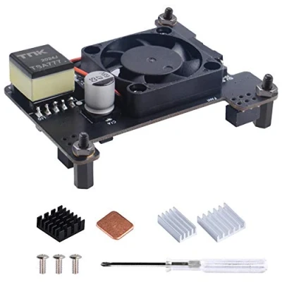 Abbildung von GeeekPi Raspberry Pi 4 Isolierte PoE HAT Unterstützung IEEE 802.3af oder 802.3at Standard, mit Lüfter 30x30x7mm und Kühlkörper für Modell B / 3B + Plus