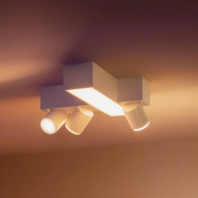 Abbildung von Philips Hue White &amp; Color Ambiance Centris 3 er Kreuz Spotleuchte, dimmbar, 16 Mio. Farben, steuerbar via App, kompatibel mit Amazon Alexa, weiß