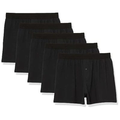 Abbildung von Amazon Essentials Herren Boxershorts Unterwäsche aus Baumwolljersey (erhältlich in Übergrößen), 5er Pack, Schwarz, 4XL Große Größen