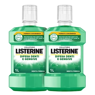 Abbildung von LISTERINE Mundspülung zur Abwehr von Zähnen und Zahnfleisch, entzündetes Zahnfleisch Mundwasser für starke Zähne, mit Fluorid, Mundhygiene gesundes (Größe: 2 l (1er Pack)