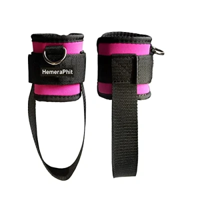 Abbildung von Exercise Machine Attachment Ankle Cuff Adjustable Straps Workout Leg Training Bodybuilding Gym Equipment, 1Pair (rosa)