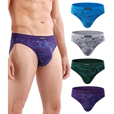 Abbildung von wirarpa Herren Slips Microfaser Männer Unterhosen 4er Pack Herrenslips Stretcken Unterwäsche Mehrfarbig Größe M