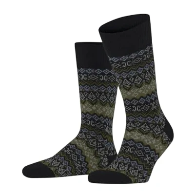 Abbildung von FALKE Herren Aspen M SO Wolle Kaschmir Gemustert 1 Paar Socken, Schwarz (Black 3000), 43 46