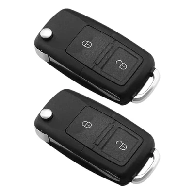 Abbildung von OTOTEC Klappschlüsselgehäuse mit 2 Tasten, kompatibel Volkswagen Transporter T4 Multivan AH, Autoschlüssel, Fernbedienung, Klappschlüssel, Ersatzteil, Stück