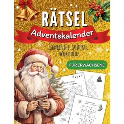 Abbildung von Adventskalender Rätsel für Erwachsene: Kreuzworträtsel, Sudoku und Wortsuchspiele die Adventszeit Täglicher Rätselspaß Oma Opa
