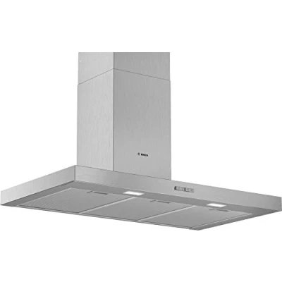 Abbildung von Bosch DWB96BC50 Serie 2 Wandesse, 90 cm breit, Um &amp; Abluft, Made in Germany, LED Beleuchtung gleichmäßige Ausleuchtung, Drucktastenschalter, 3 Leistungsstufen, Metallfettfilter spülmaschinengeeignet