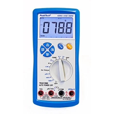 Abbildung von PeakTech True RMS Digital Multimeter 6000 Counts mit USB, Durchgangsprüfer und Autorange CAT III 600V, 1 Stück, P 4390, Blau Weiss
