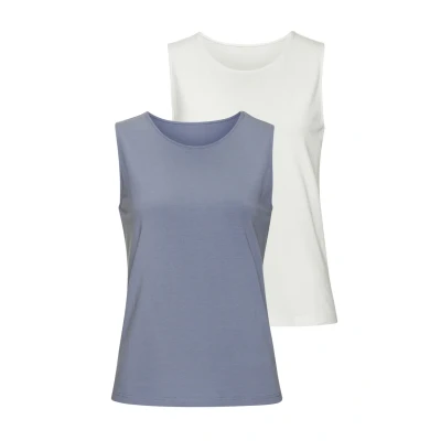 Abbildung von Lascana 2 PACK Top, Damen, Größe: 40/42, Hellblau creme