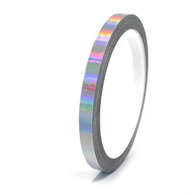 Abbildung von (0,79/m) 10 Meter Hologramm Zierstreifen Basteln Möbel Auto Motorrad Modellbau Deko Dekorstreifen Klebestreifen selbstklebend DIY (Hologramm Silber, 7mm Breite)