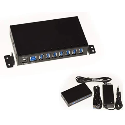 Abbildung von KALEA INFORMATIQUE USB Ladestation und HUB des Industrietyps, USB3 7 Porte mit 3A Stromversorgung. Stellbar oder Rackbar.