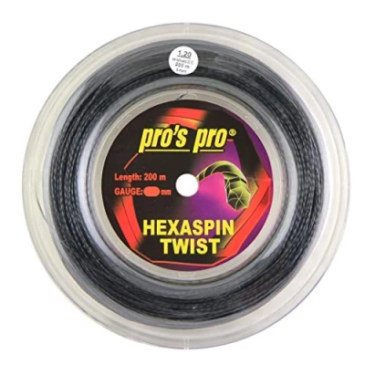 Abbildung von PROS PRO Hexaspin Twist Tennissaite 200m Rolle 1.20mm Schwarz