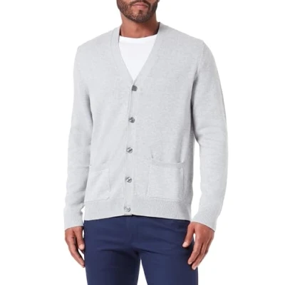 Abbildung von Amazon Essentials Herren Strickjacke aus Baumwolle, Hellgrau Meliert, L
