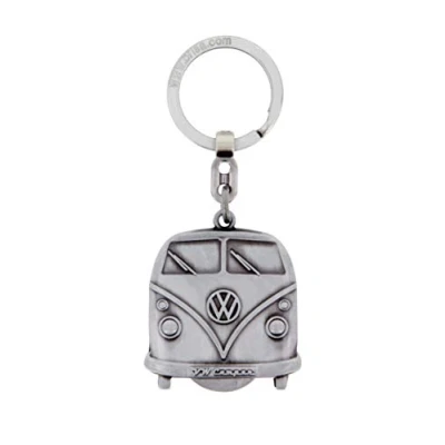 Abbildung von BRISA VW Collection Volkswagen Metall Schlüssel Anhänger Ring Mit Einkaufswagen Chip Schlüsselbund Accessoire Keyholder T1 Bulli Bus Design (Bus Front/Silber)