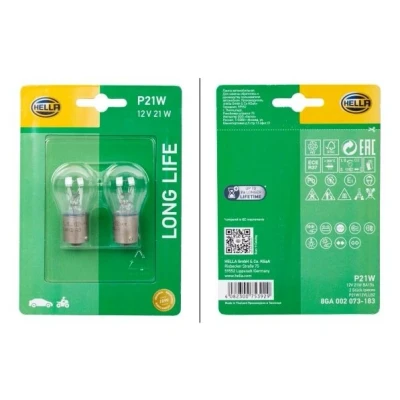 Abbildung von HELLA 8GA 002 073 183 Glühlampe, Blinkleuchte 12 21 P21W Halogen vorne und hinten VOLKSWAGEN: Passat B6 Variant, Polo V Hatchback, TRANSPORTER 4 Bus