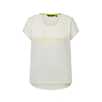 Abbildung von Ulla Popken Damen Knopfleiste und Print, Oversized T Shirt, Offwhite, 54 56
