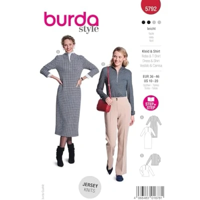 Abbildung von burda style Schnittmuster Damen Kleid &amp; Shirt mit Reißverschluss Gr. 36 46