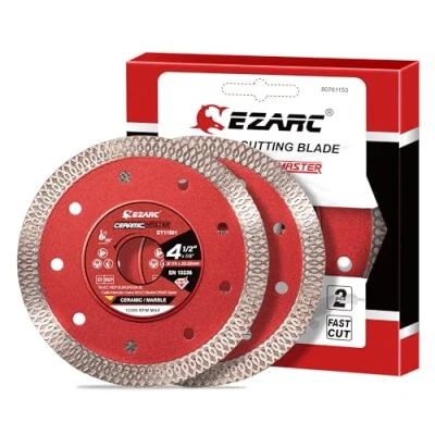 Abbildung von EZARC Diamant Trennscheiben 115 mm, Extra Dünne Diamantscheibe, Trennscheibe für Fliesen, Keramik, Marmor, Zum Nass oder Trockenschneiden (2er Set)