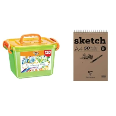Abbildung von BIC Kids Stifte Set: 60 auswaschbare Filzstifte &amp; Buntstifte, zum Malen in praktischer Malkiste, My colouring basket, 1 stück (120 erPack)
