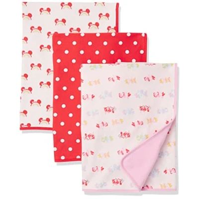 Abbildung von Amazon Essentials Disney Marvel Star Wars Princess Unisex Baby Wickeltücher, 3er Pack, pack Minnie Rainbow Chaser, Einheitsgröße