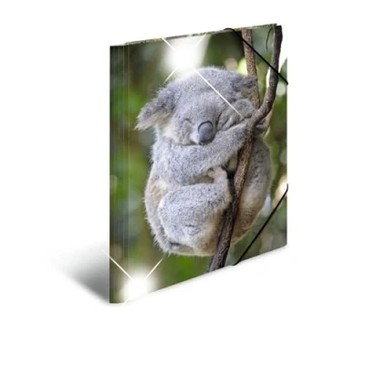 Abbildung von HERMA Sammelmappe A3 Koala, Kinder Eckspanner Mappe aus Kunststoff mit Tier Motiv, Hochglanz Optik, Gummizug, Innenklappen und Innendruck für Jungen Mädchen