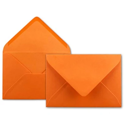 Abbildung von 50x Brief Umschläge in Orange 80 g/m² Kuverts DIN B6 Format 12,5 x 17,6 cm Nassklebung ohne Fenster