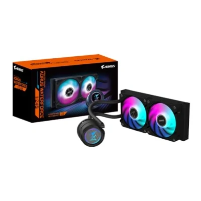 Abbildung von GIGABYTE AORUS WATERFORCE II 240 AIO Flüssigkeits CPU Kühler 2x120mm ARGB Lüfter, Einschub Sicherungsmechanismus, DAISY CHAIN, kompatibel mit Intel LGA 1851 und AMD AM5