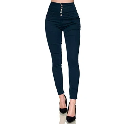 Abbildung von Elara Damen Jeans Stretch Skinny High Waist Chunkyrayan EL60 1 Dunkelblau 40 (L)