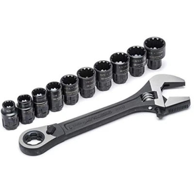 Abbildung von Crescent CPTAW8 X6 3 in 1 200 mm Verstellbarer Einmaulschlüssel mit Integrierten Steckschlüssel Set, 11 teilig, 10 19