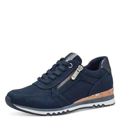 Abbildung von MARCO TOZZI Damen Sneaker flach Vegan Freizeit, Blau (Navy Comb), 39 EU