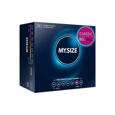 Abbildung von MY.SIZE Classic Kondome Größe 6 I 64 mm Breite 80 Stück Megapackung Premium extra dünn gefühlsecht hauchzart dünne 0,07 Wandstärke vegan Condoms for men