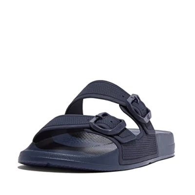 Abbildung von Fitflop Damen IQUSHION Bar Buckle Slide Flache Sandale, Midnight Navy (Marineblau), 42 EU