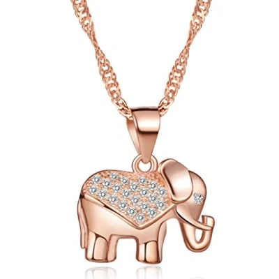 Abbildung von Unendlich U Elegant Elefant Damen Halskette 925 Sterling Silber Zirkonia Anhänger Kettenanhänger, Rosegold